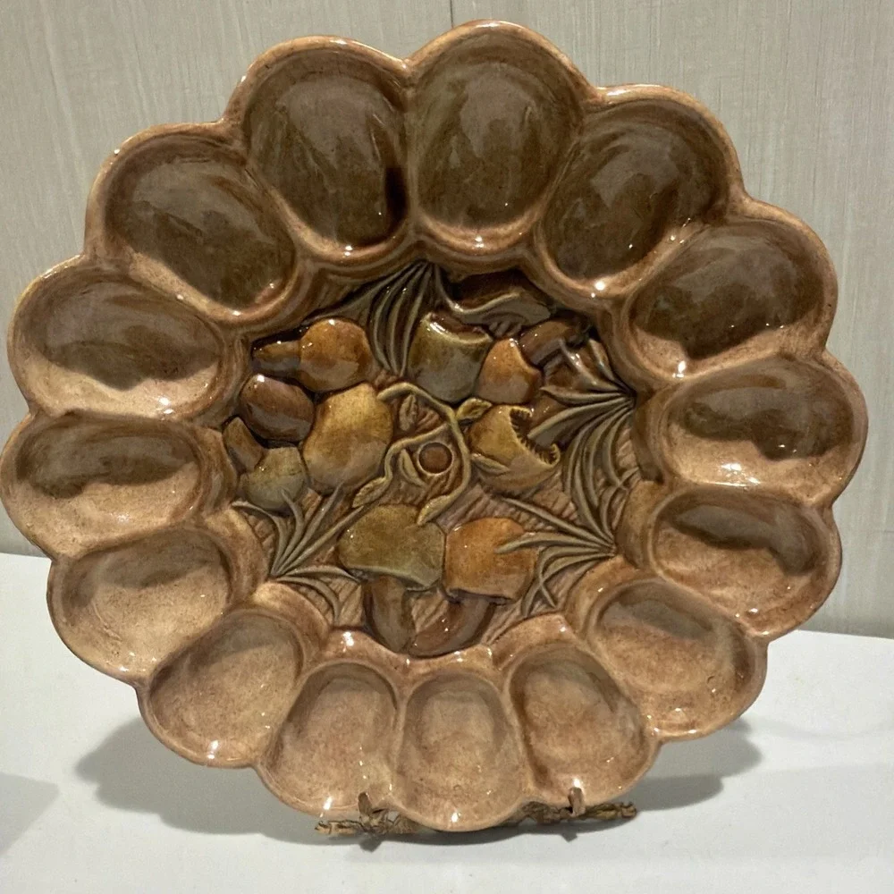 Vtg 1970's Arnels Mushroom Deviled Egg Platter 10.5